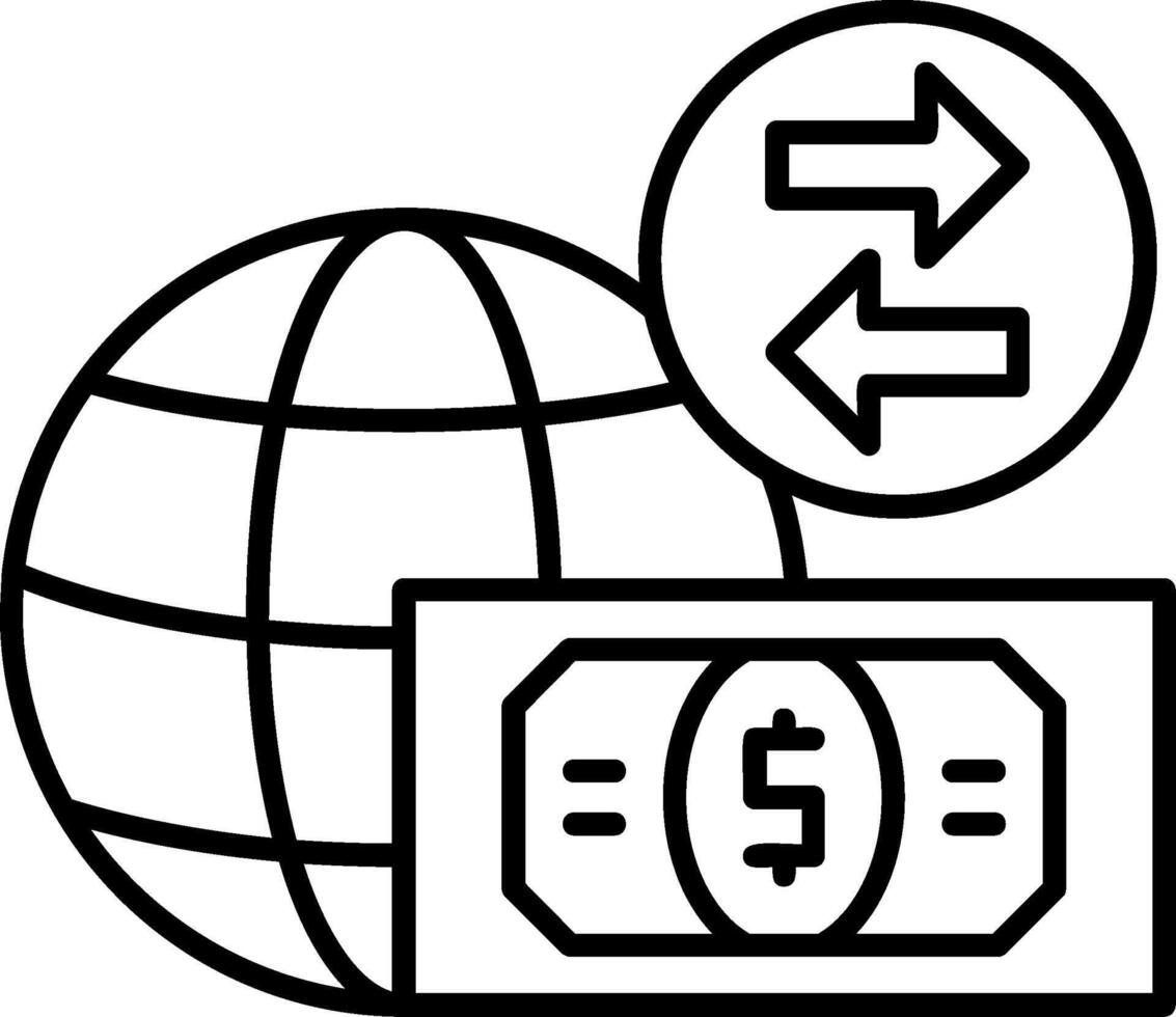 Wire Transfer Outline Icon vector