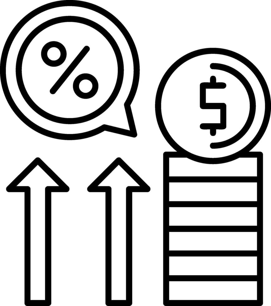 Interest Rate Line Icon vector