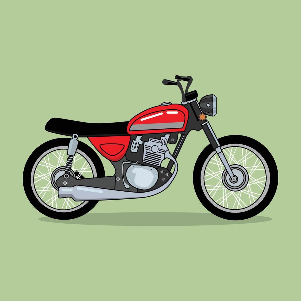 Stylish Red Cafe Racer Motorcycle vector