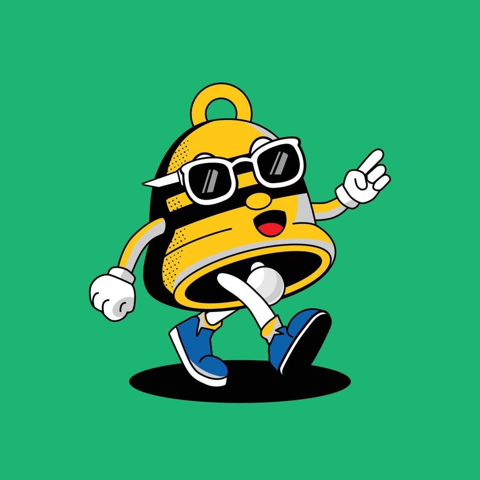Cute Retro Style Christmas Bell Mascot vector