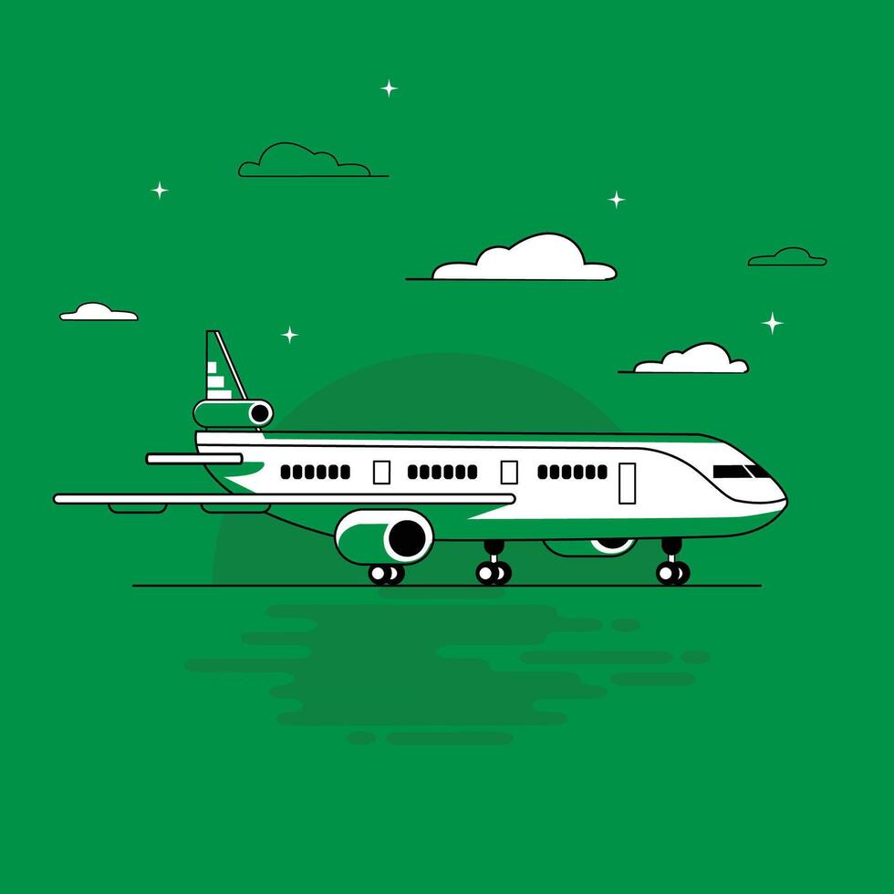 Green Aircraft Plane Cartoon Illustration for Travel and Transport Design vector