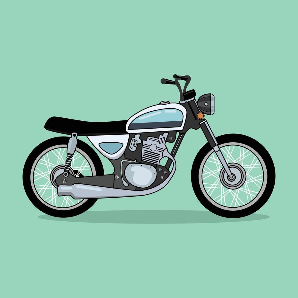Retro Light Blue Classic Motorcycle vector
