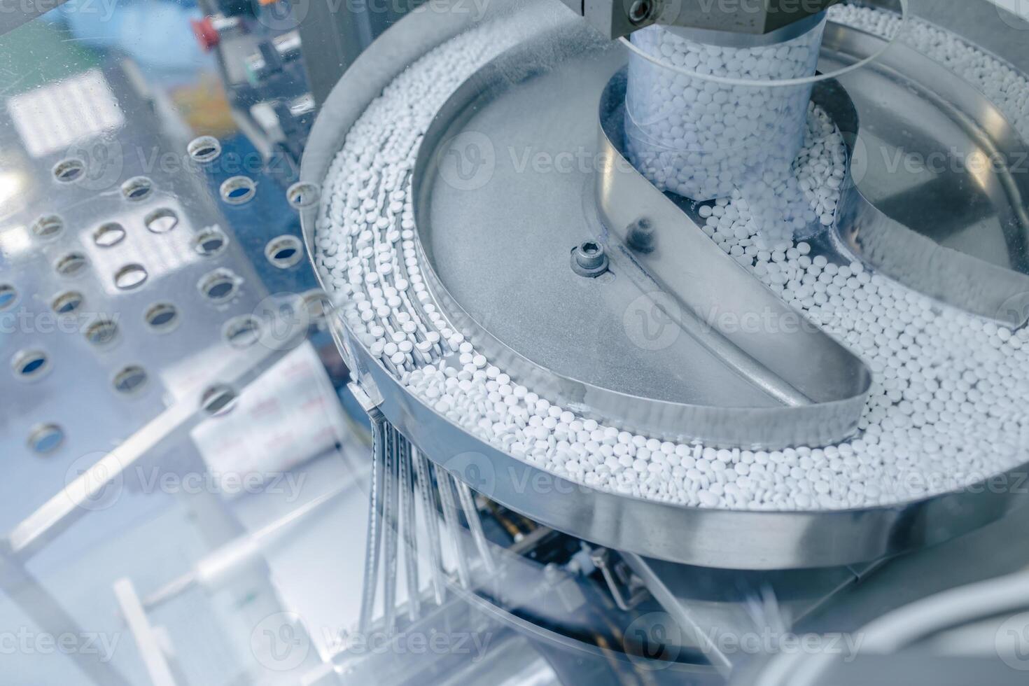 Automated Tablet Production Line in Pharmaceutical Factory with High Volume Packaging Process photo