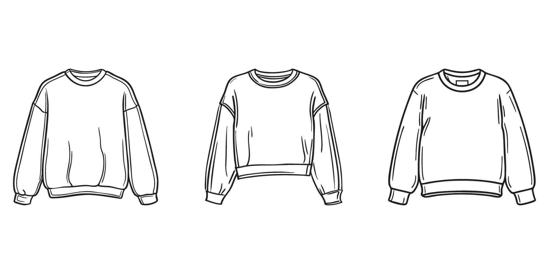 Sweatshirt Design Sketches Set. Fashion Apparel Concepts Collection. Isolated Illustration vector