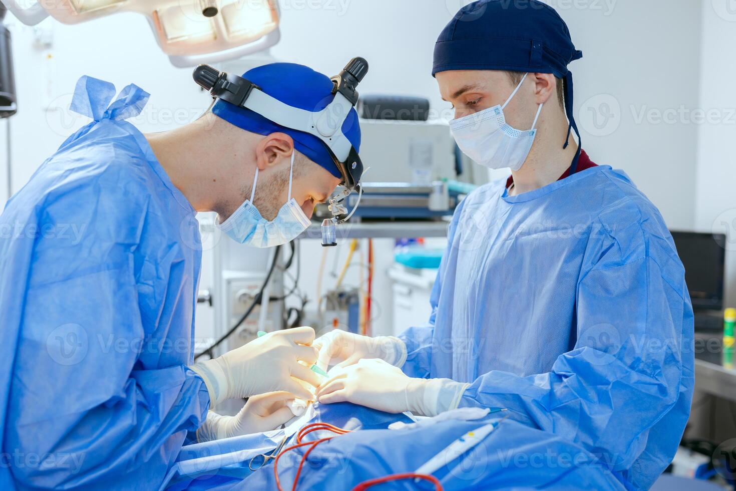 Blepharoplasty Surgery Performed by Surgeons in Modern Operating Room Medical Aesthetic Procedure photo