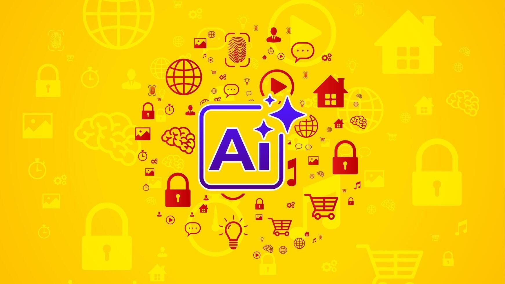 A concept of the role of AI in the world of digital technology. Flat illustration of an artificial intelligence assistant vector