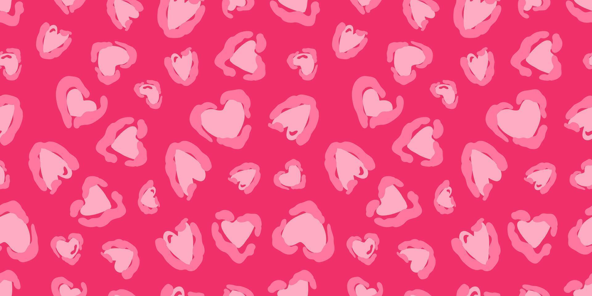 Seamless heart leopard print pattern in pink tones. Stylish and trendy design for background. Perfect for Valentine's Day, romantic designs, fashion, textiles, wallpapers, and creative projects. vector