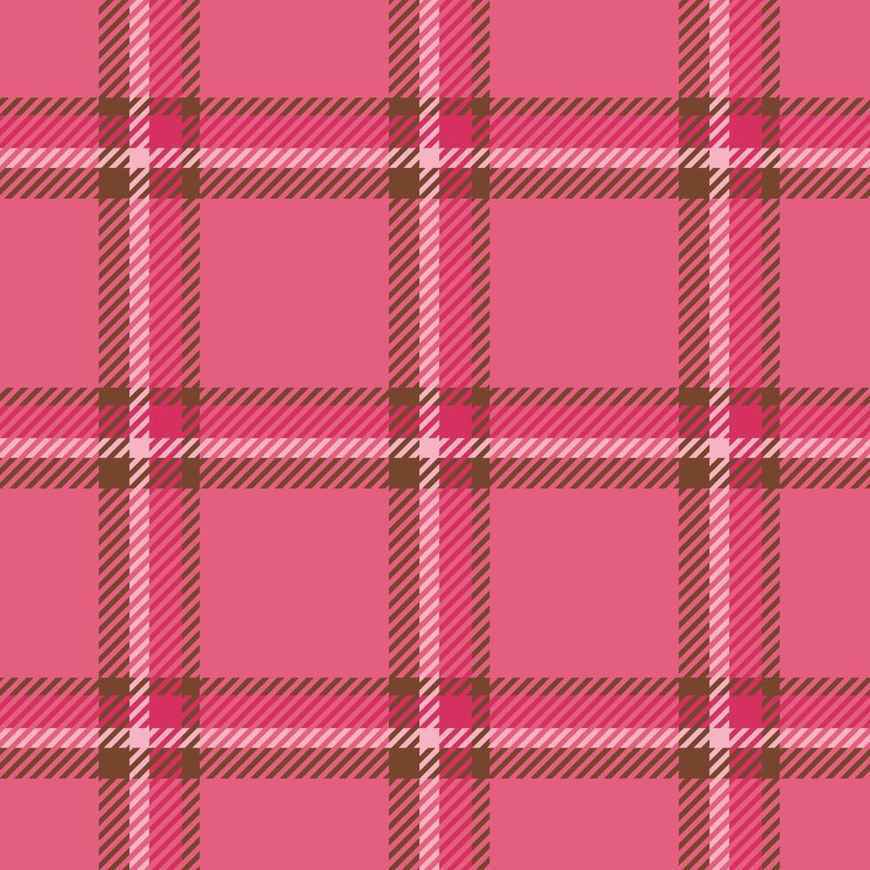 Classic pink plaid seamless pattern with a cozy checkered feel. Perfect for fabric, decor, tablecloths, and wrapping paper. Adds a warm touch to any project. vector