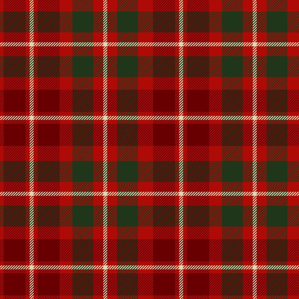 Classic red and green tartan plaid pattern with white accents. Ideal for Christmas textiles. Buffalo backgrounds. Seasonal gift wrap, festive home decor, and apparel. Checkered Scottish textile. vector