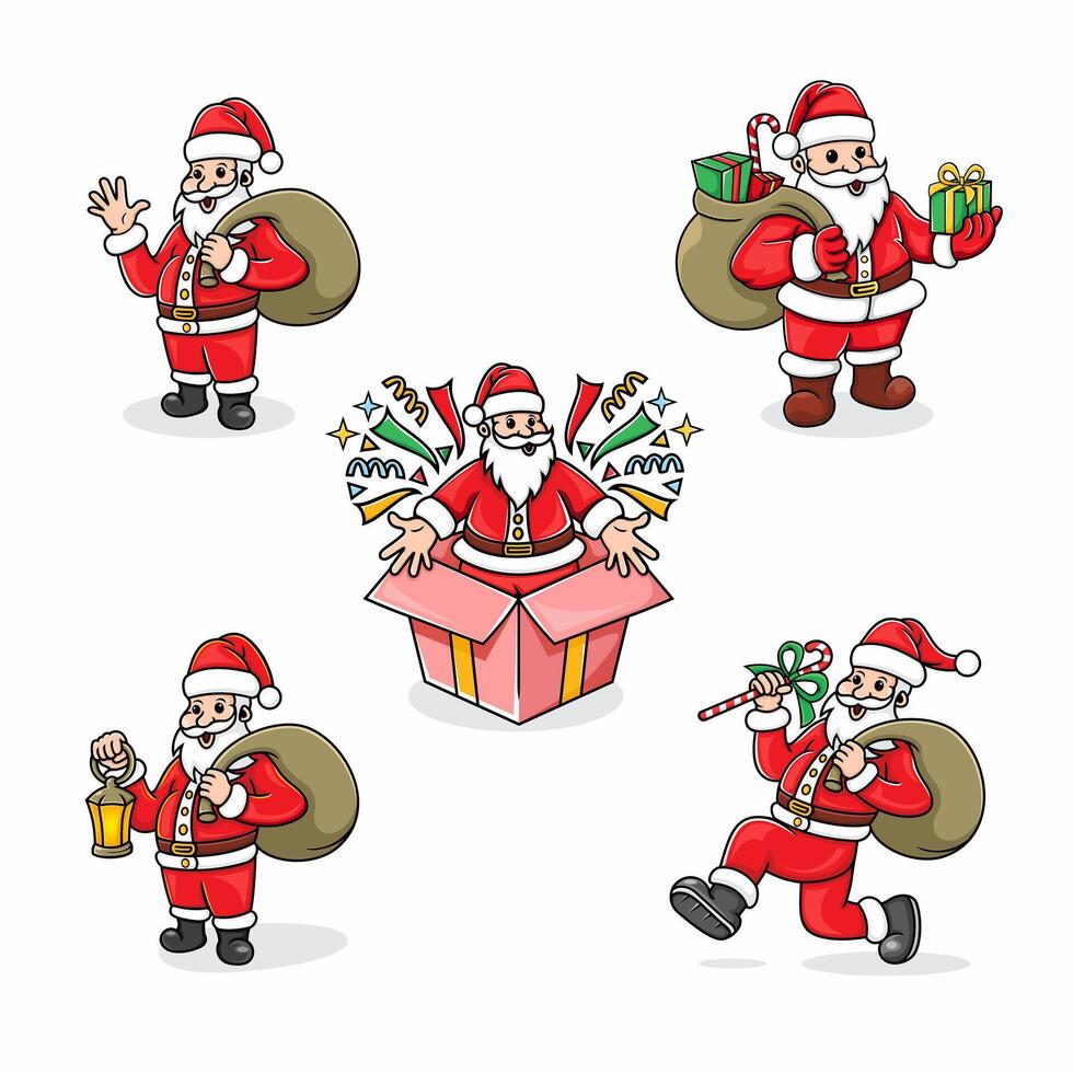 Santa Claus illustrations for Christmas celebrations vector
