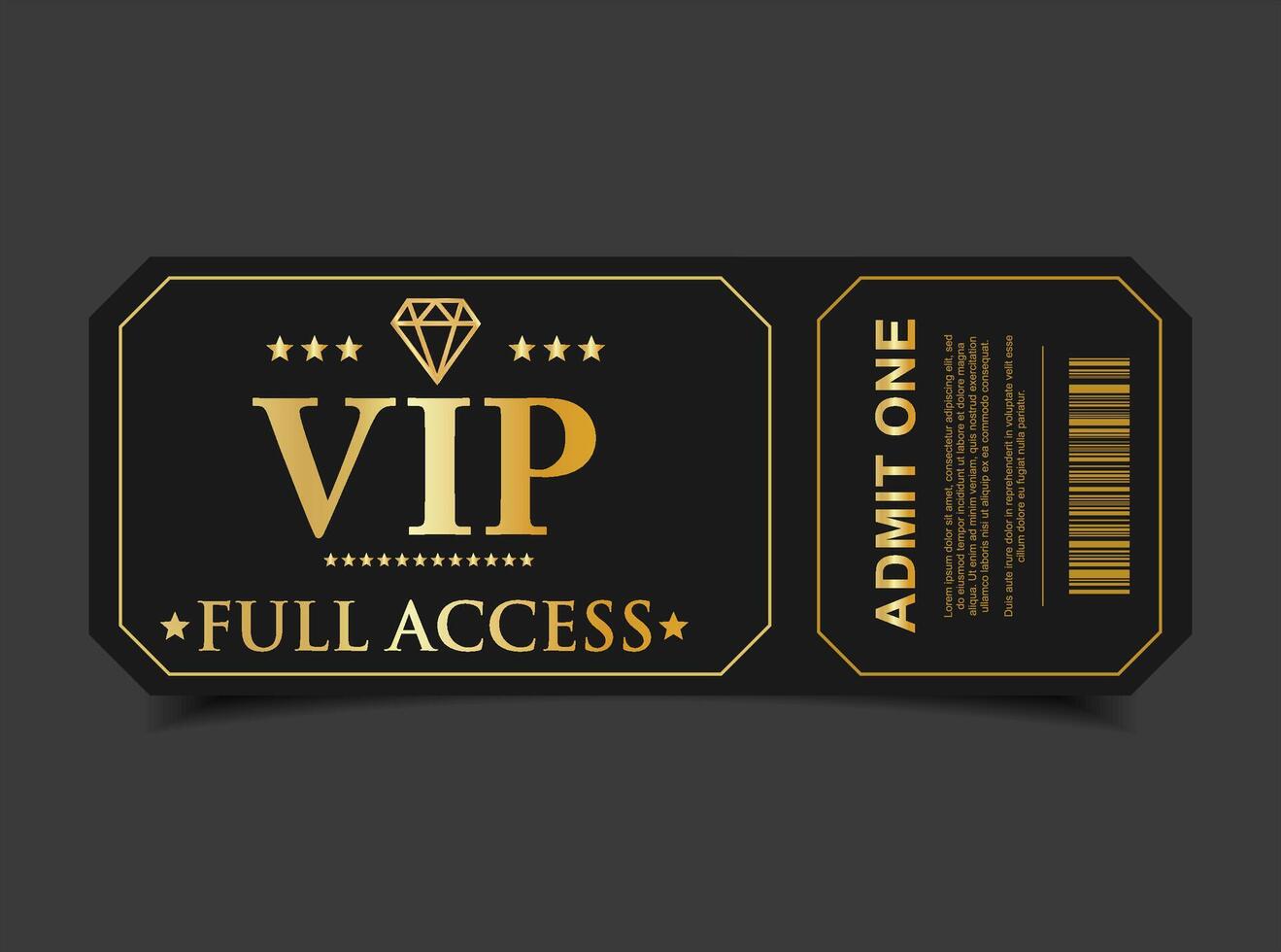 VIP Pass Ticket Luxury Black and Gold Cinema Style Invitation or Event Access vector