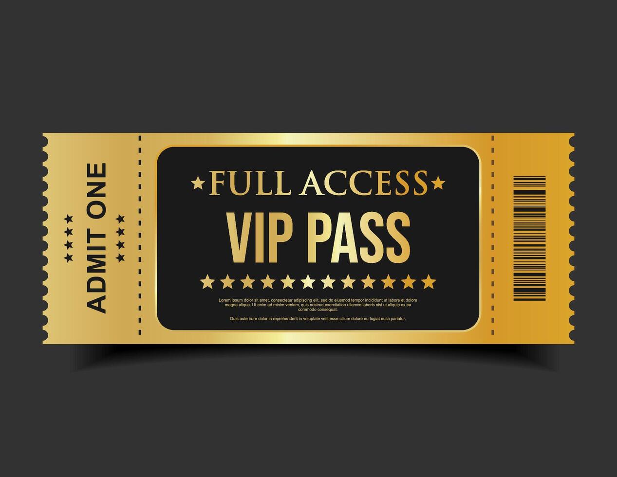 VIP Pass Ticket Luxury Black Cinema Style Invitation or Event Access Badge vector