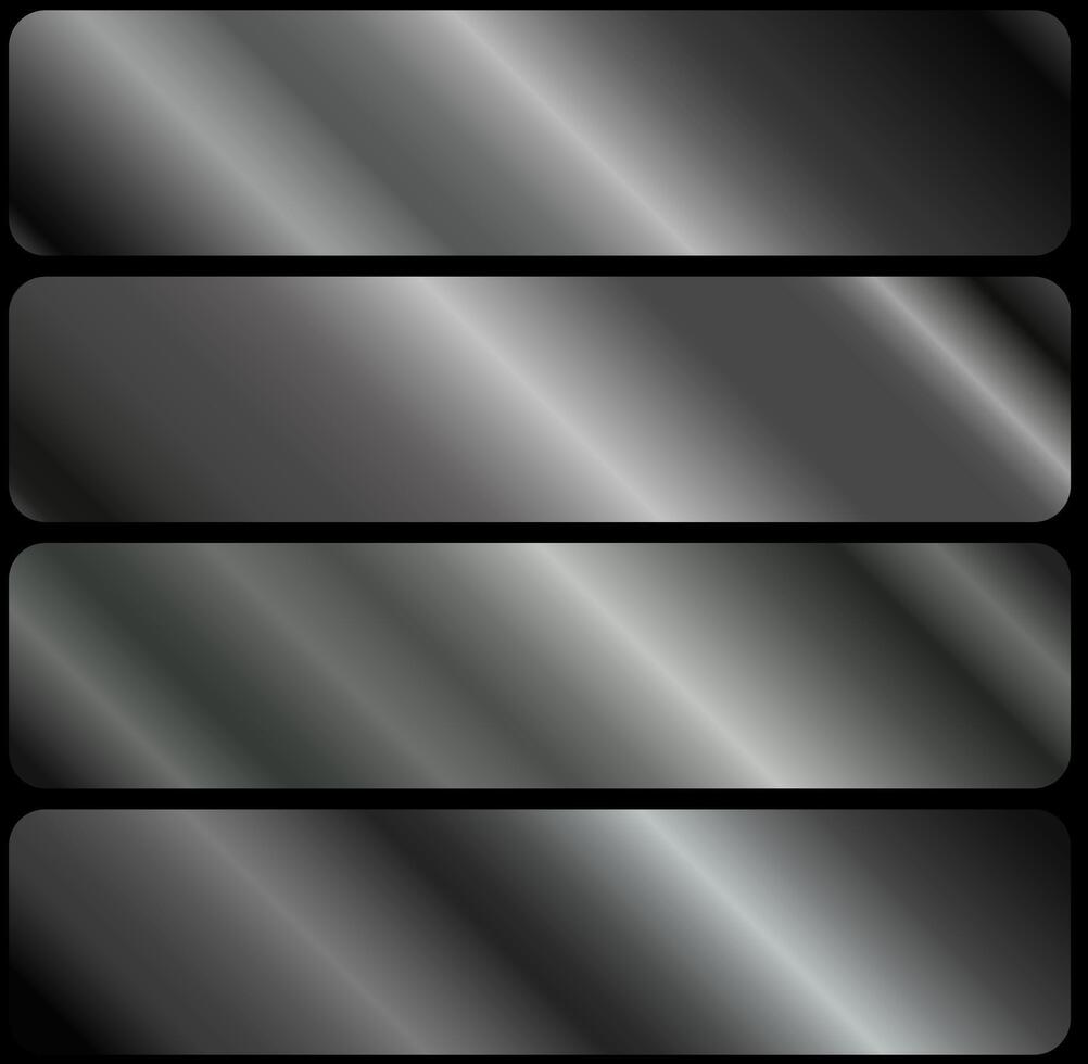 Metallic gradients in black. Silver metal gradient effects for the design of texts and bulletin boards, infographics. EPS 10 vector