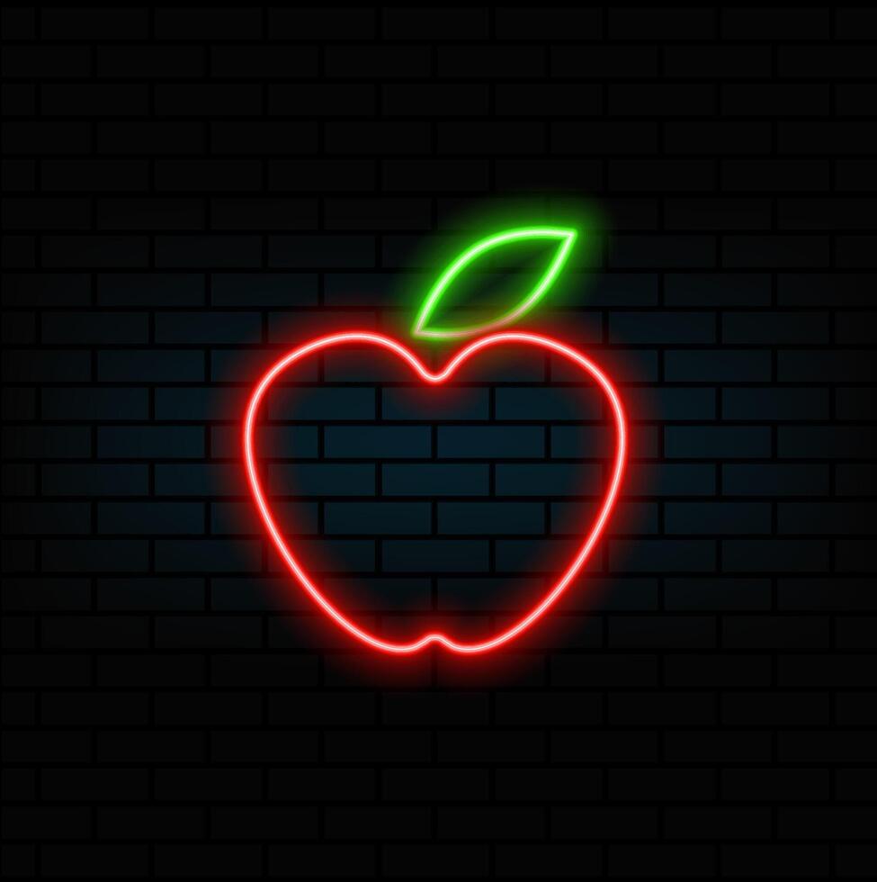 icon, Apple Graphic Design.neon style apple icon. various models. vector
