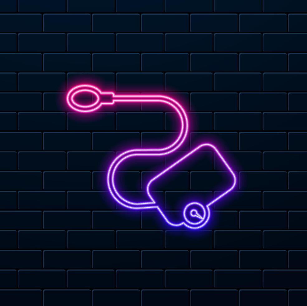 icon neon.Blood pressure measurement icon symbol illustration design template. neon style. vector