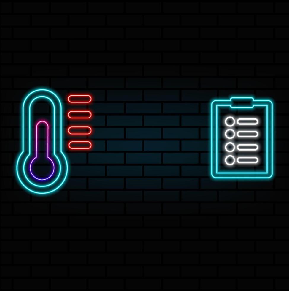 neon style.thermometer icon,medical record,outdoor,outline style vector