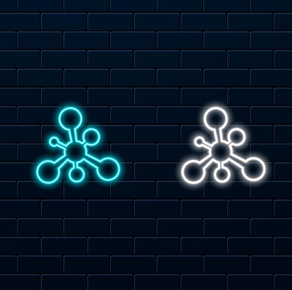 Atom icon, molecule . neon style. vector