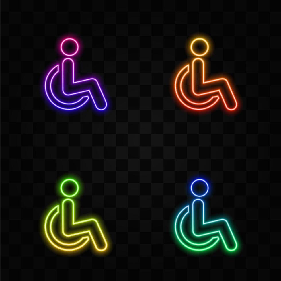 person in wheelchair. neon style. person with a disability vector