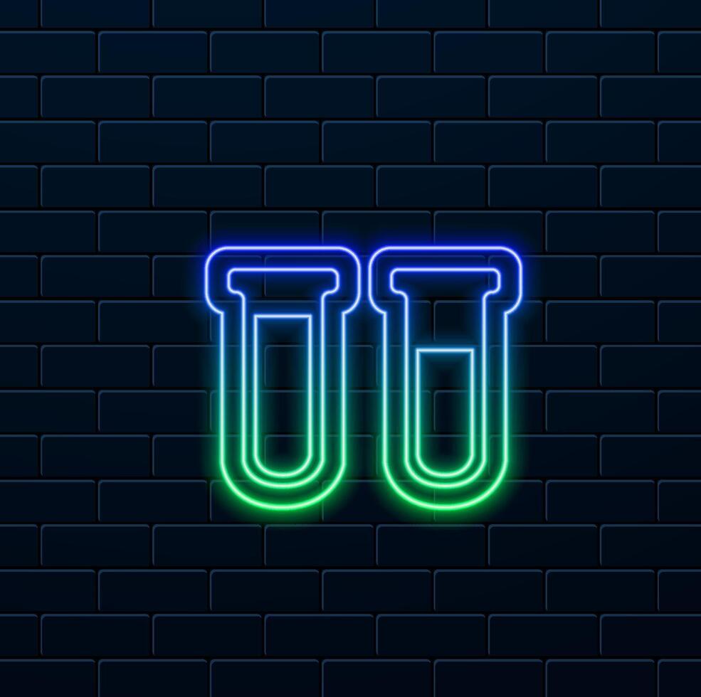 icon, chemistry flask. laboratory scientist. neon style. vector