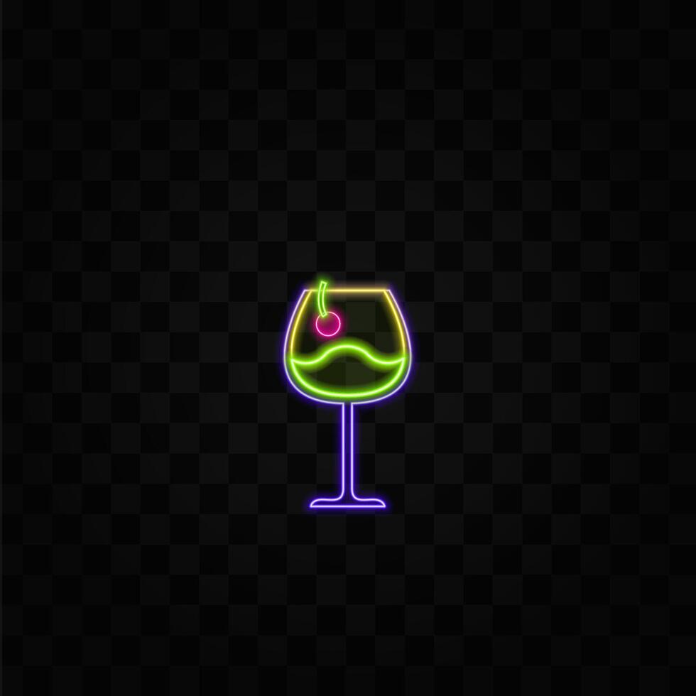 cocktail glasses thin line illustration. neon style. refreshing cocktails with ice cubes and lemons. Party at the club. Created for menu designs. Set of alcoholic drinks like Mojito or Martini vector