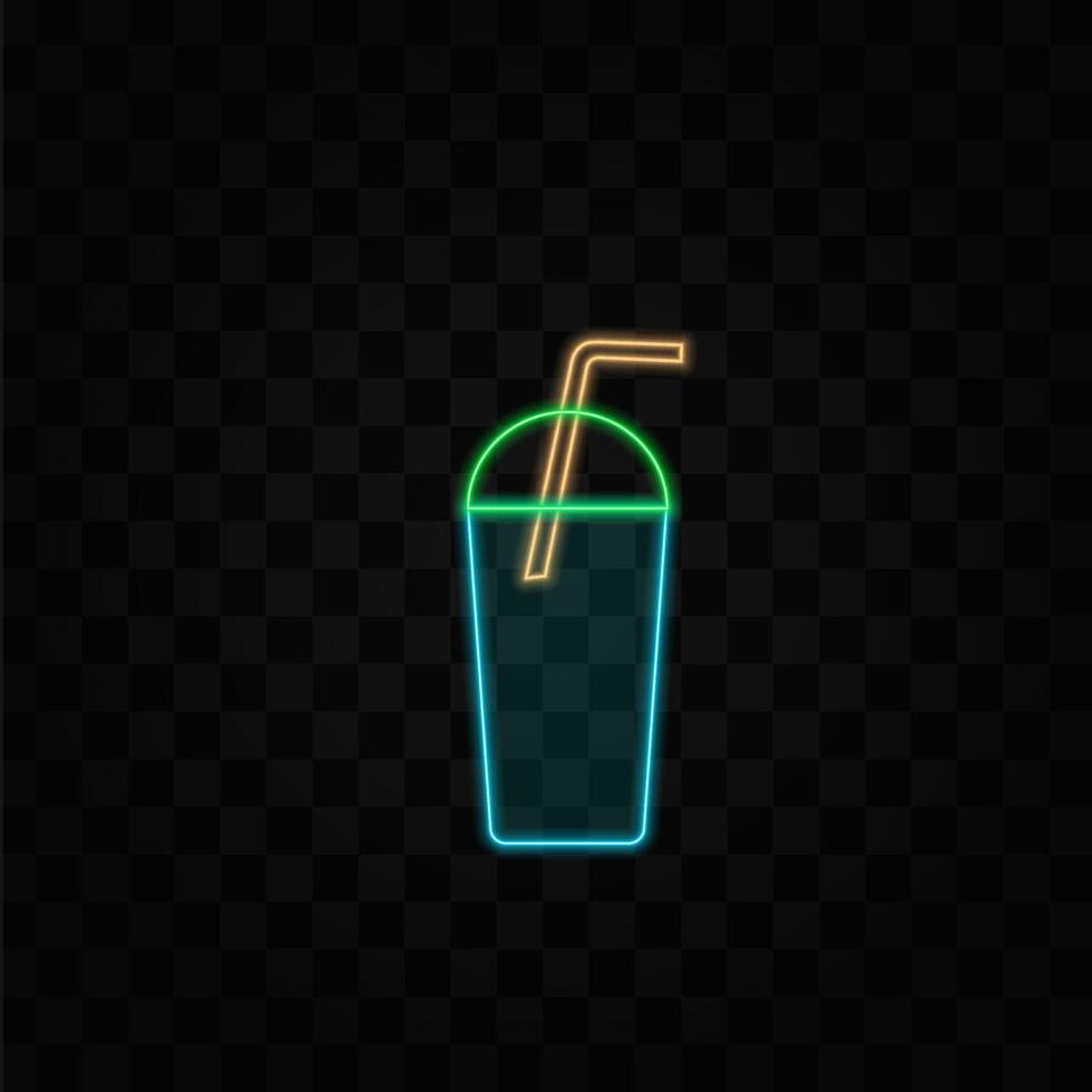 Cartoon smoothie. neon style. Various smoothie drinks summer set vector