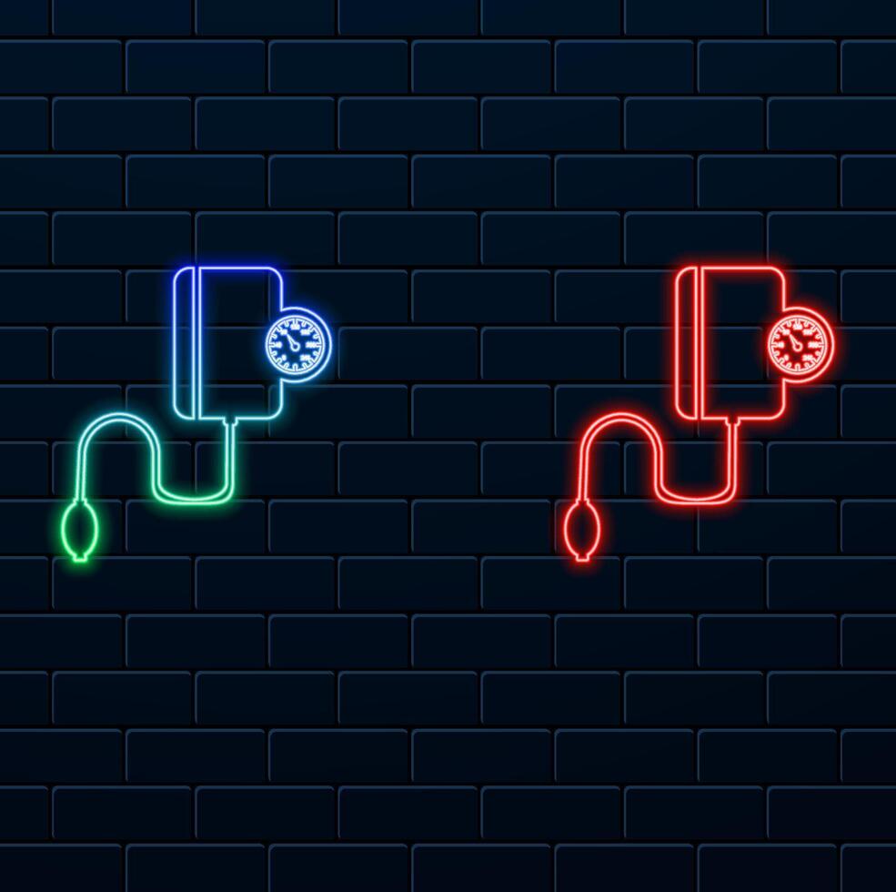 neon style.Blood pressure measurement icon symbol illustration design template vector