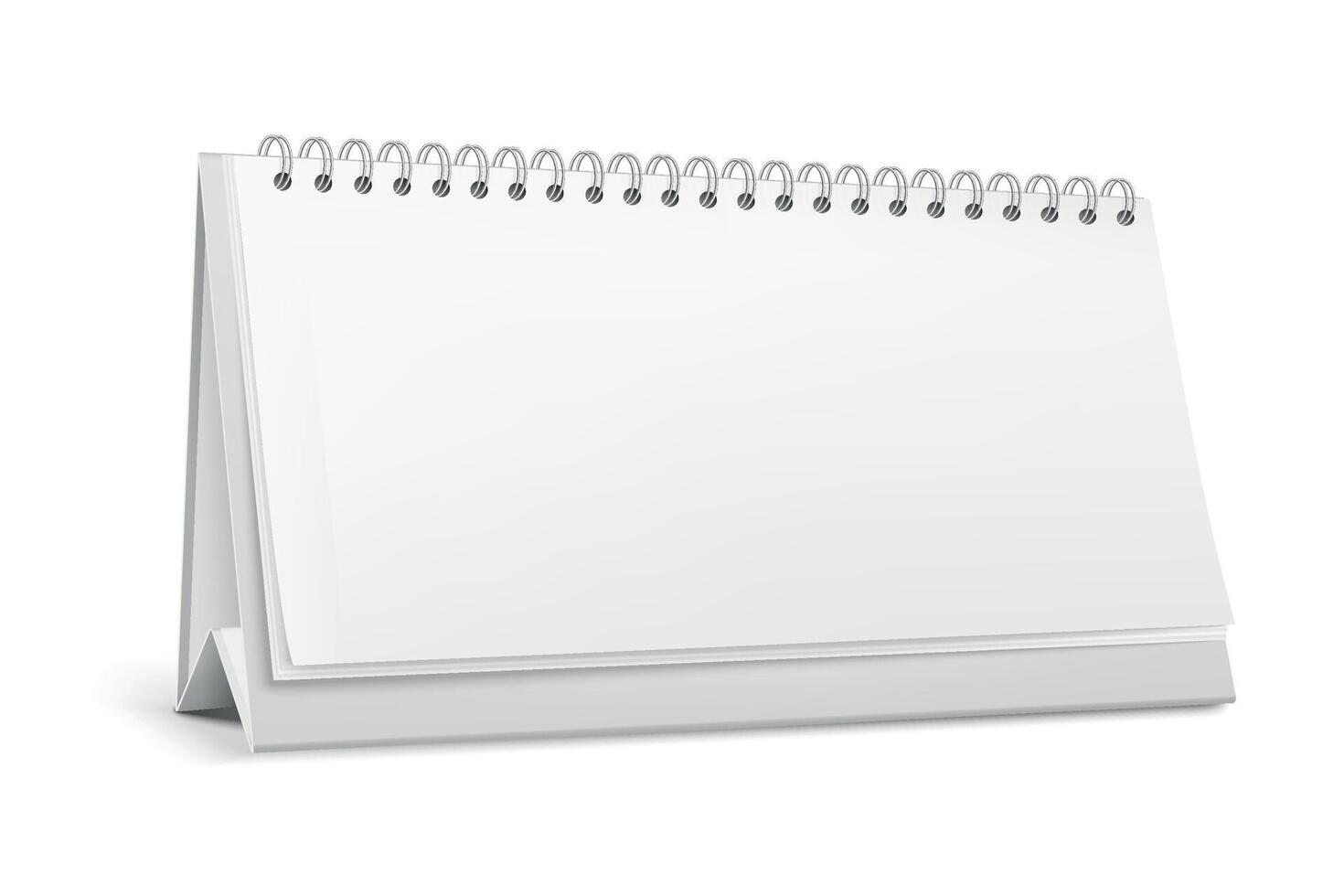 Blank Desk Calendar Illustration Isolated on White. Empty White Calendar Template, Spiral Table Calendar Mockup for Business, Office Stationery, Schedule Planner, Corporate Branding Design vector