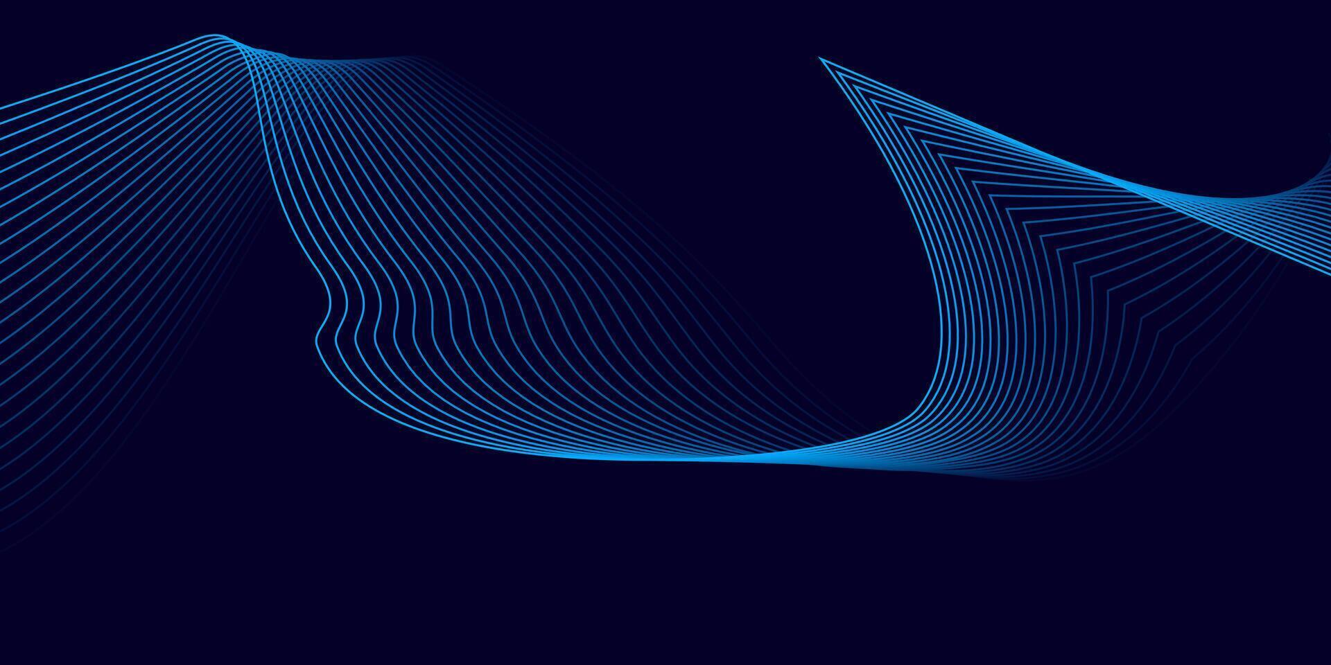 Abstract Blue Wavy Lines on Dark Background vector