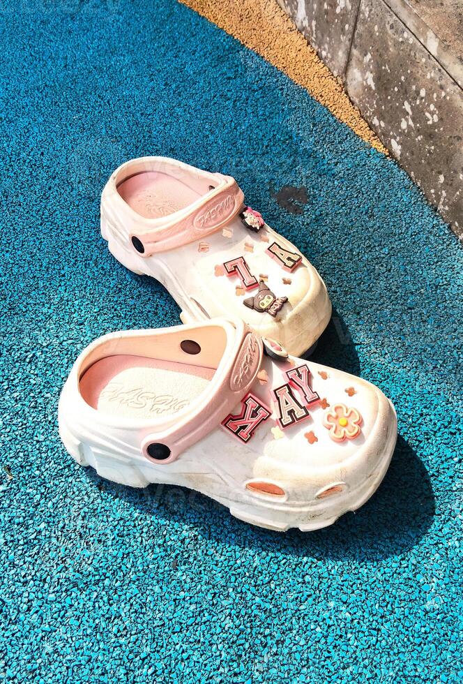Cute Decorated Children s Clog Sandals Outdoor photo