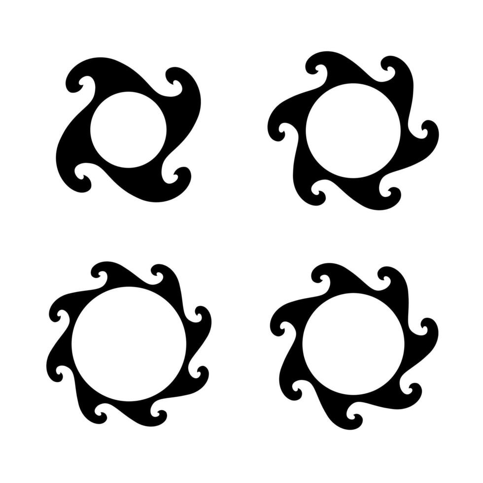 Abstract sun ornament symbol set vector