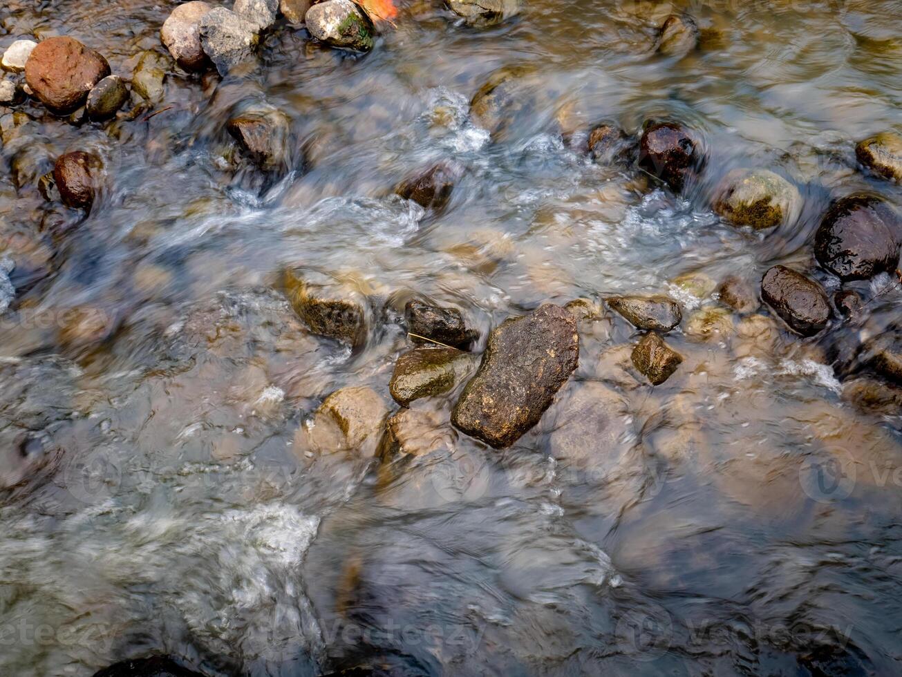 A small Stream of Water Flowing Over Rocks photo