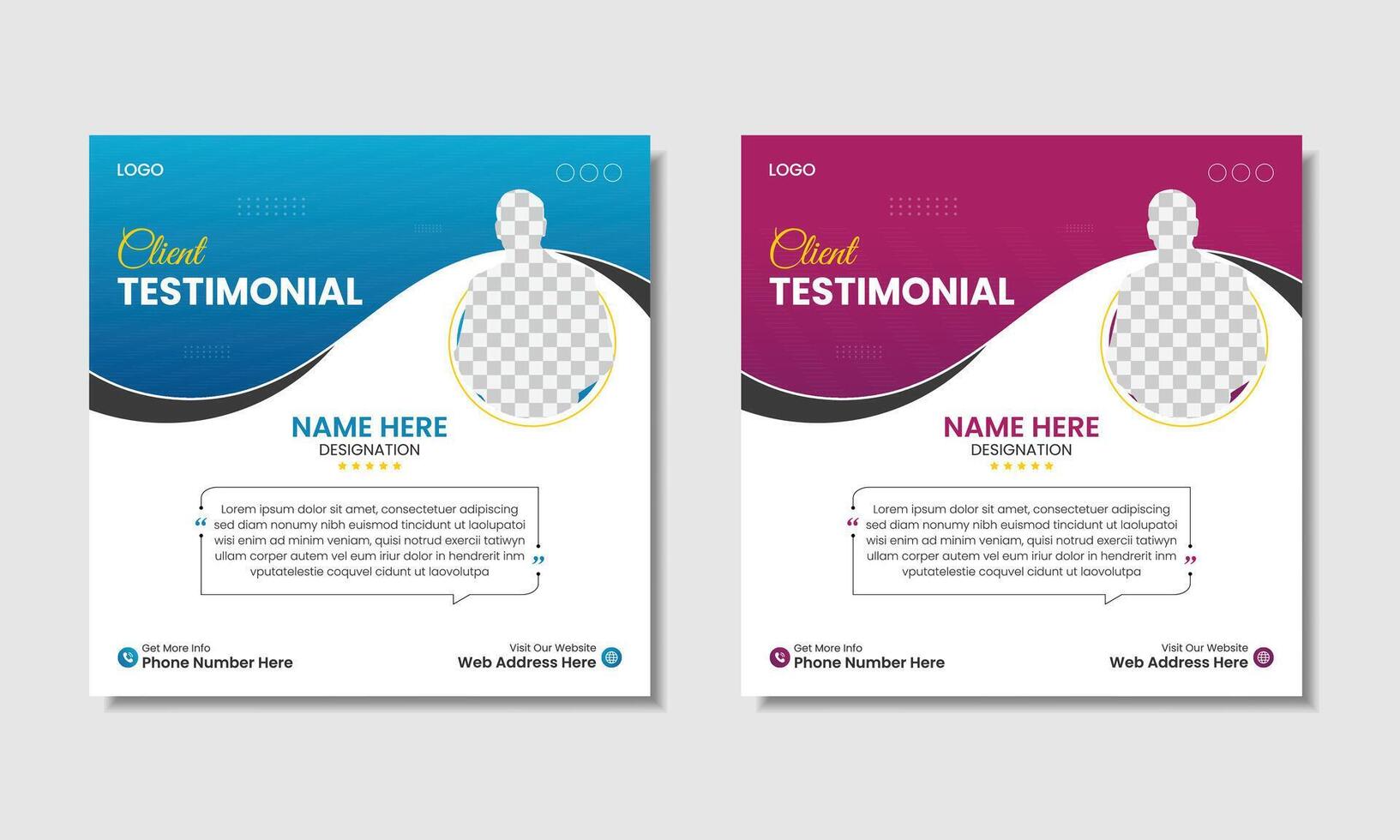 Client testimonial design, customer feedback social media banner template design vector
