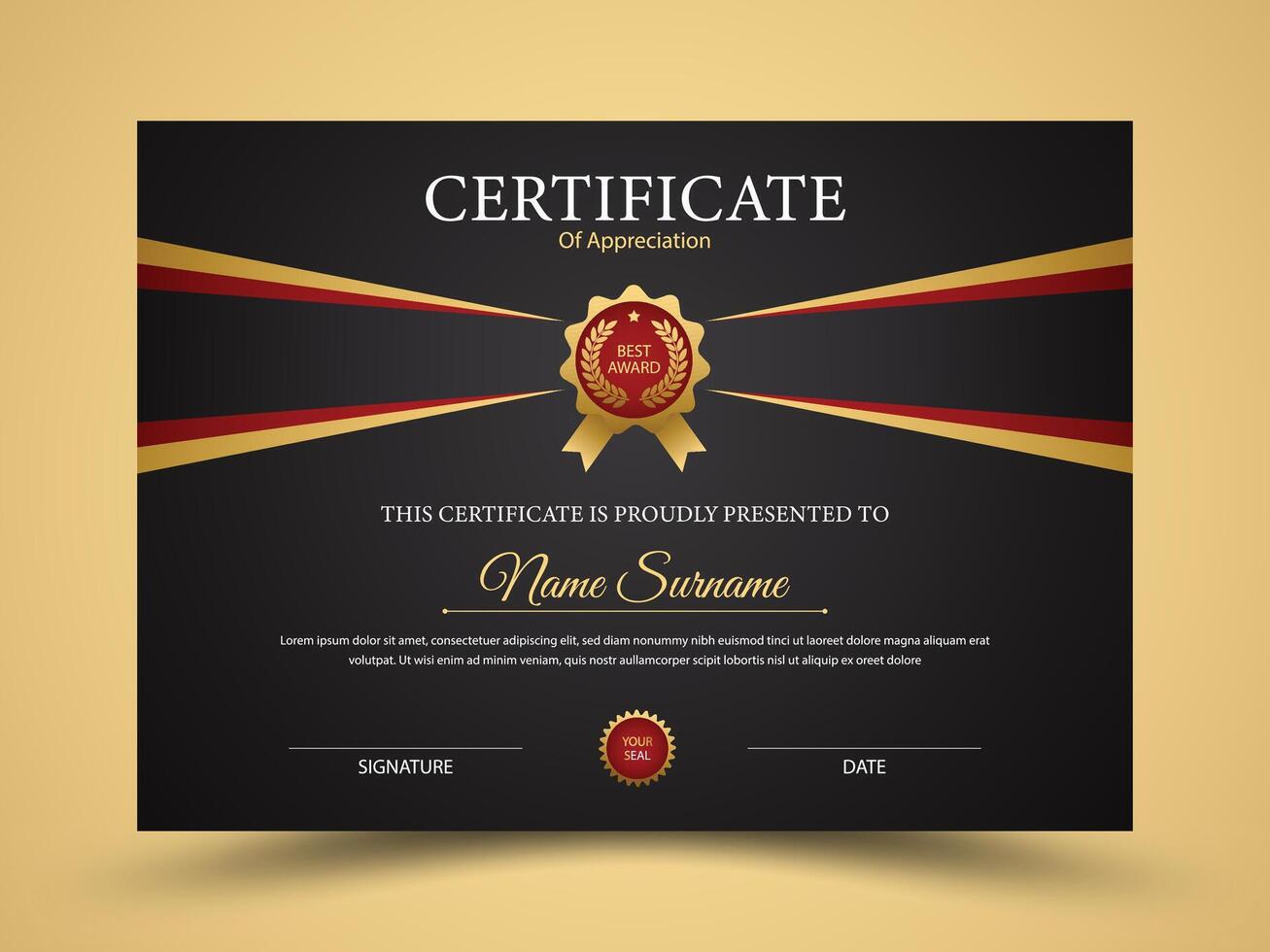 Certificate design. Award certificate, modern luxury certificate of completion template vector