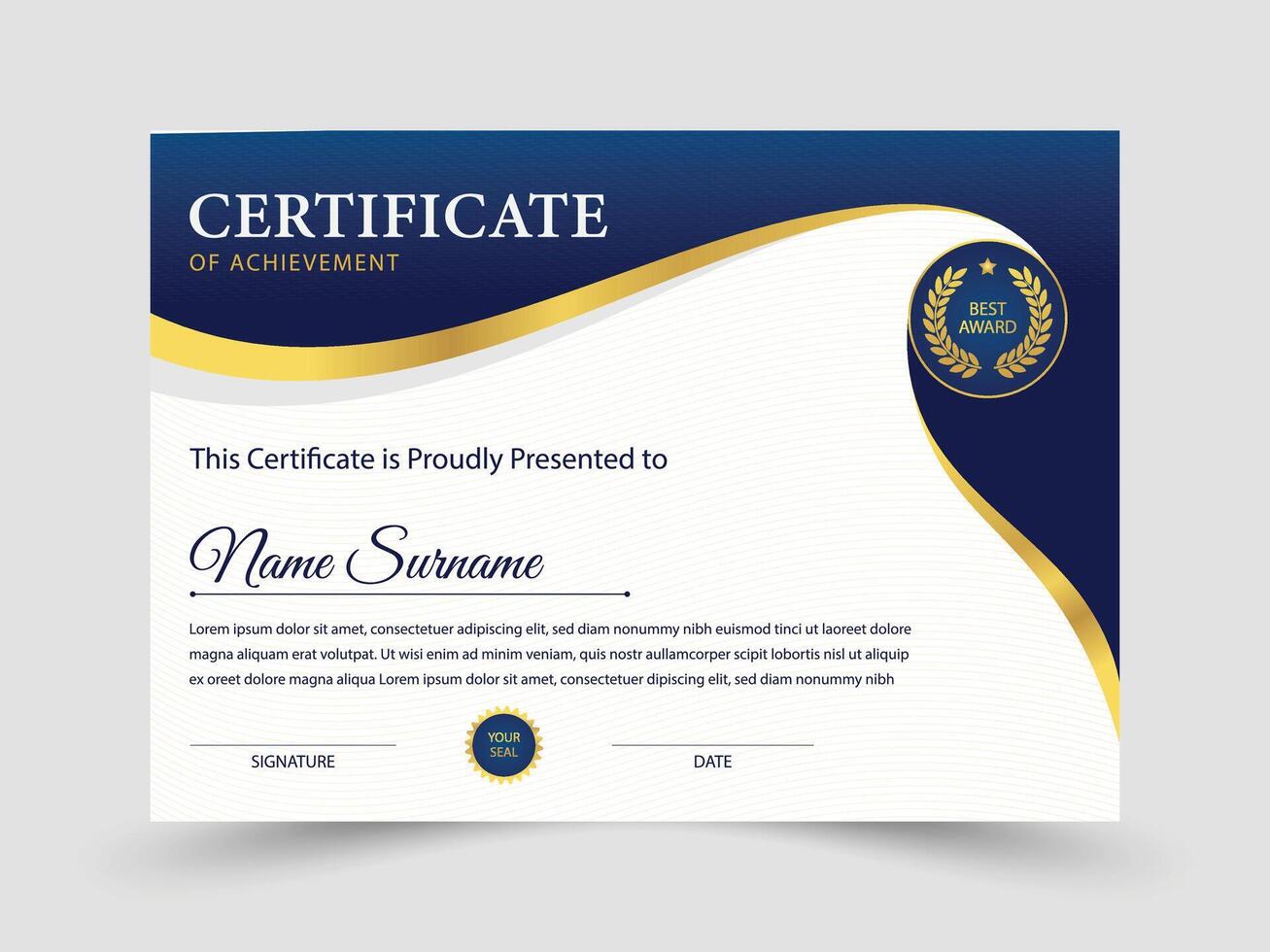 Certificate design template, luxury modern certificate of achievement design vector