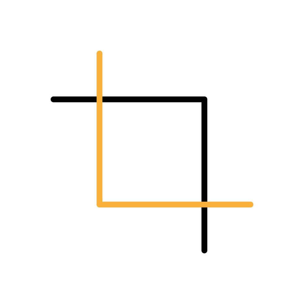 Two color crop tool Graphics design icon flat design vector