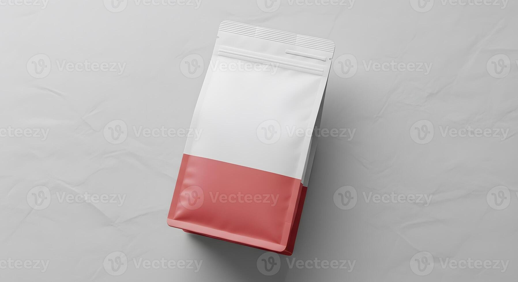 Elegant White and Coral Packaging Mockup for Gourmet Products, Clean Product Presentation on Neutral Textured Background photo