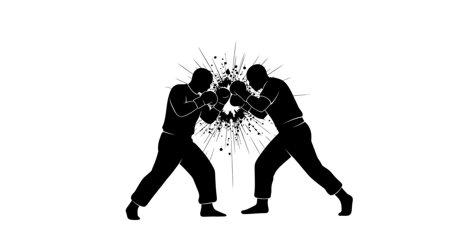 Boxing Fight Silhouette with Sport Competition Action. vector