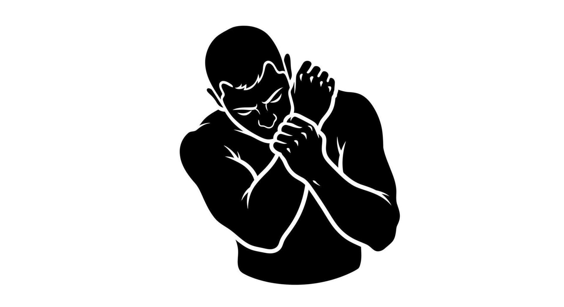 Black man wrist pain with ache Illustration. vector