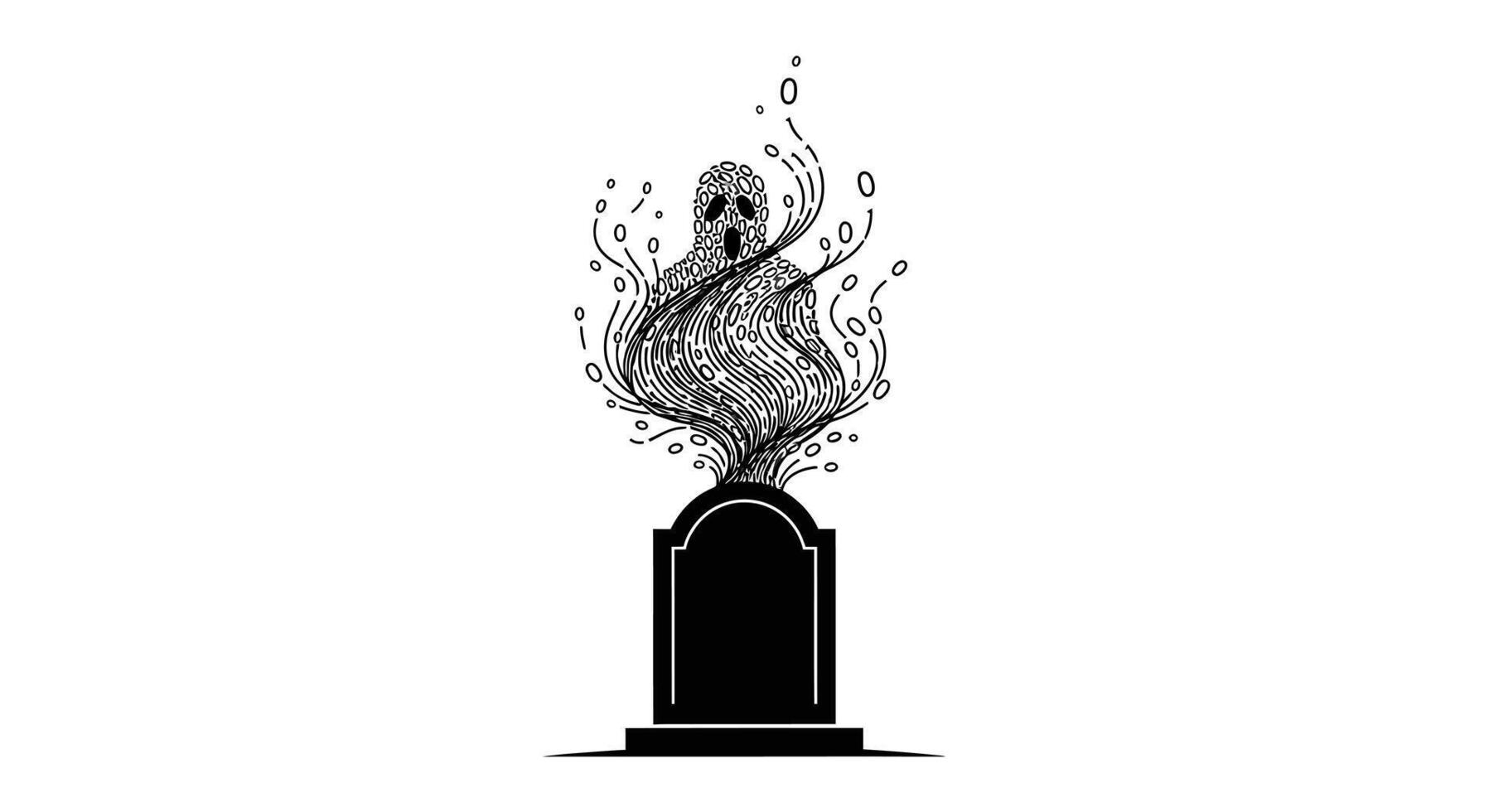 Data Ghost Rising Cyber Security Digital Tomb. vector