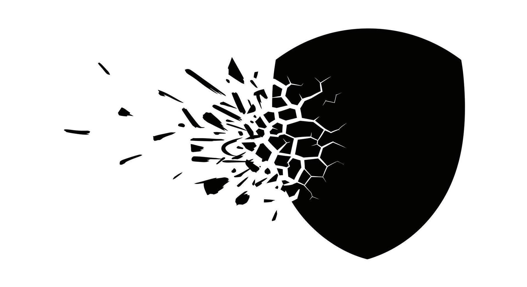 Broken Shield Security Failure Protection Loss. vector