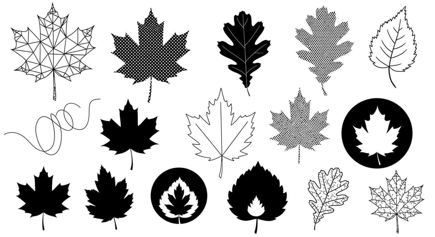 Leaf Set Autumn Leaves Icons. vector