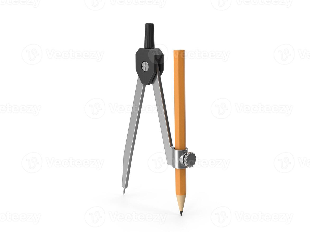 Pencil Compass Precision Drawing Tool for Geometry Architecture Engineering 3d white background photo