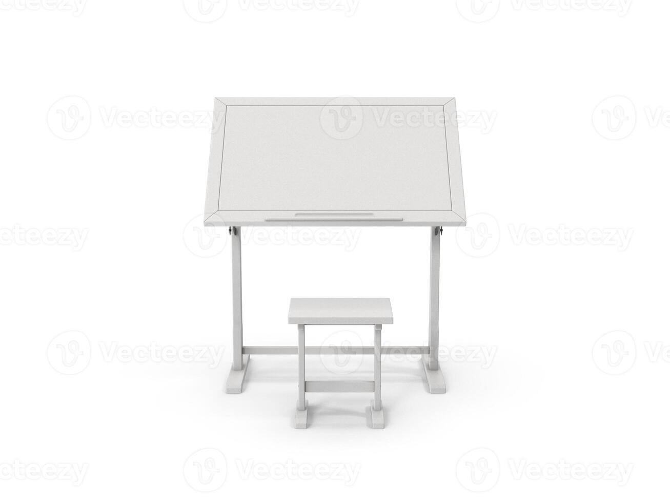 Modern Drafting Table Stool Design Architecture Workspace 3d white background photo