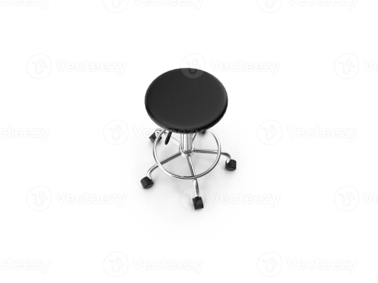 Modern Black Rolling Stool Perfect for Any Space 3d white background photo