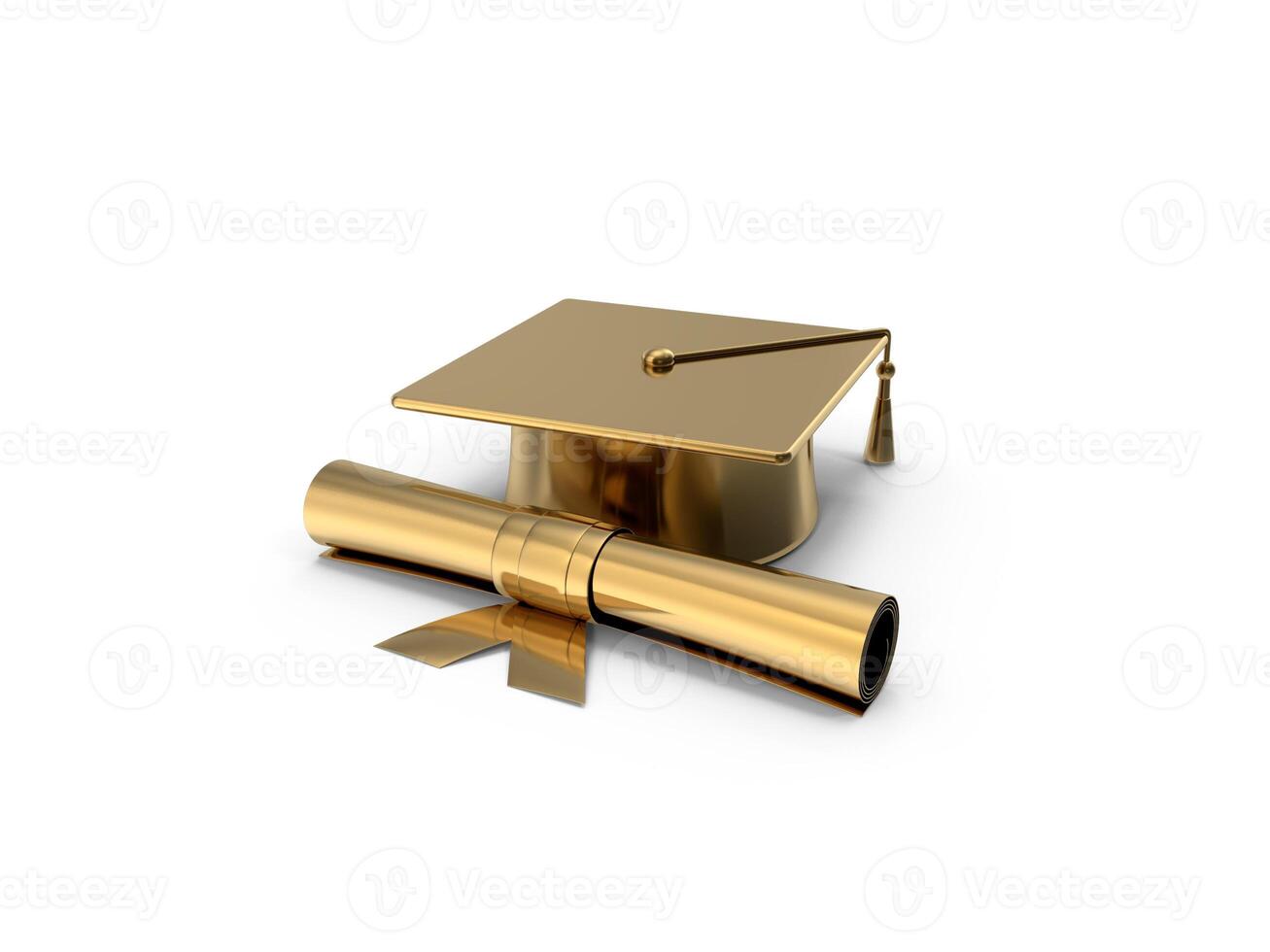 Graduation Cap Diploma Celebrate Academic Achievement 3d white background photo
