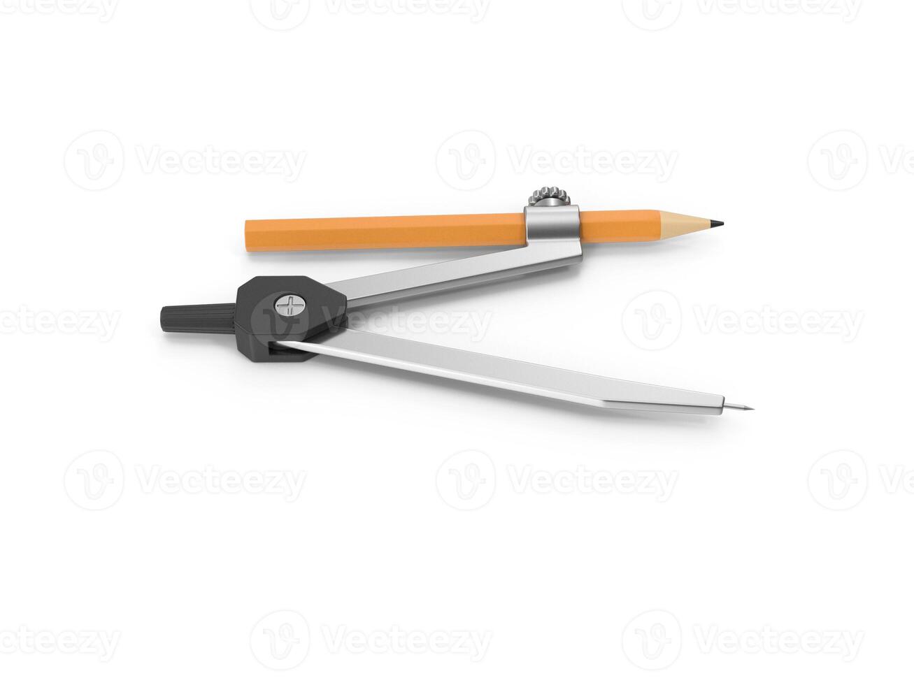 Pencil Compass Geometry Tool for Drawing and Measuring 3d white background photo