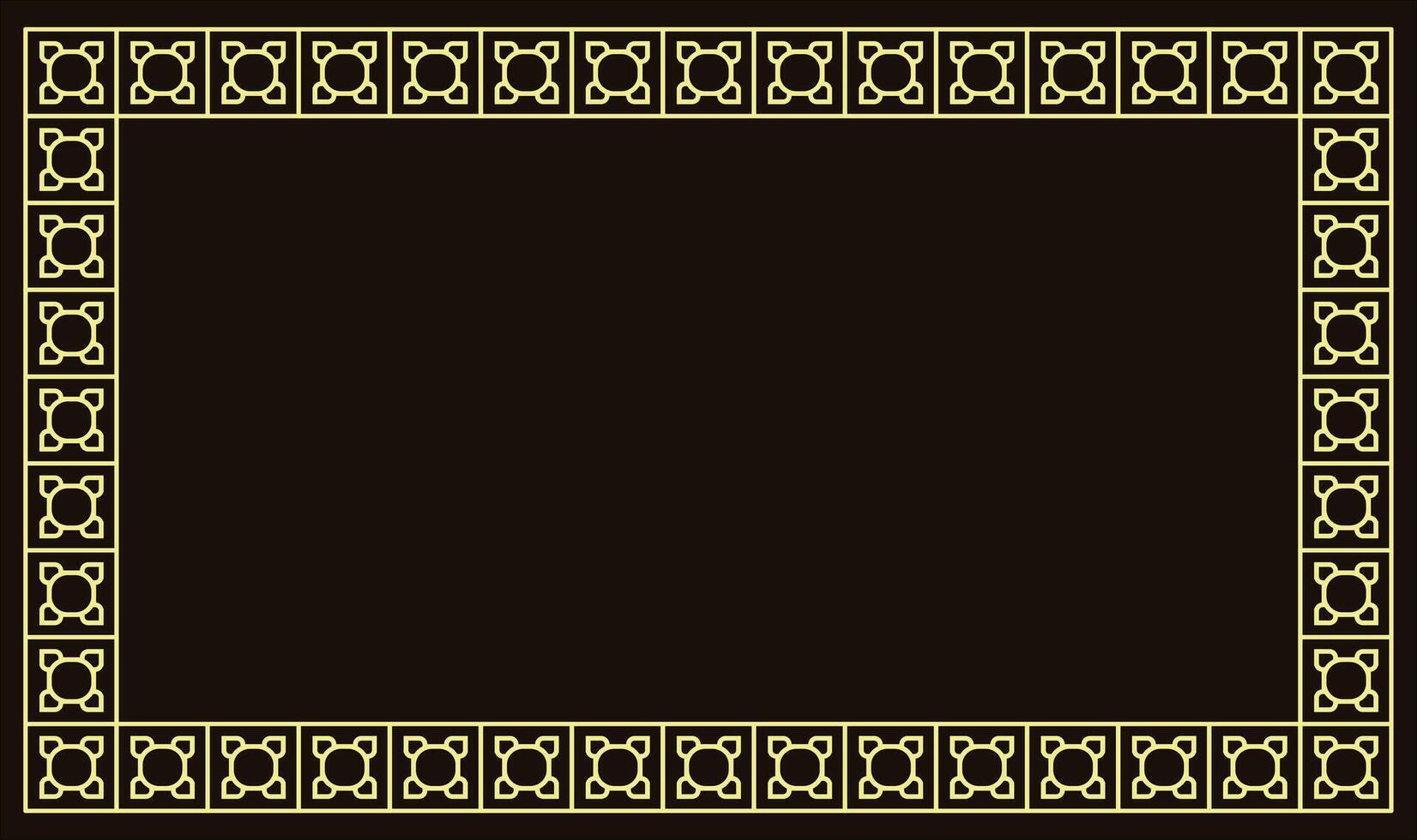 Elegant brown rectangular frame with a geometric gold border. vector