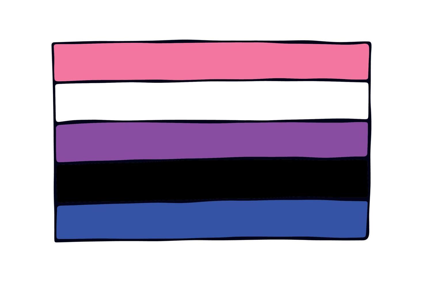 Colorful pride flag Happy pride day LGBTQ community Pride Month hand drawn doodle for posters, stickers, logo, cards twelve vector