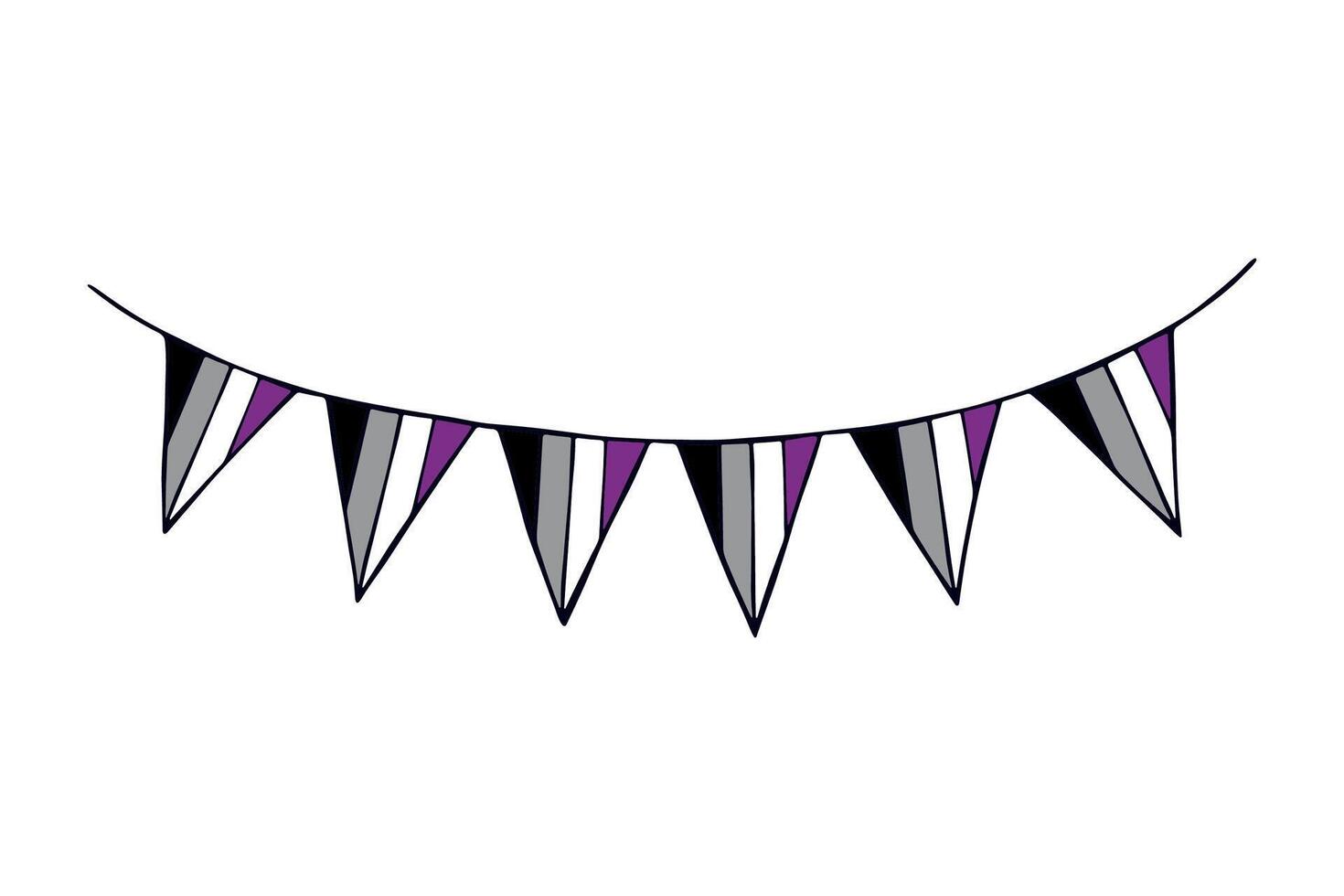 Colorful garland pride flag Happy pride day LGBTQ community Pride Month hand drawn doodle for posters, stickers, logo, cards five vector