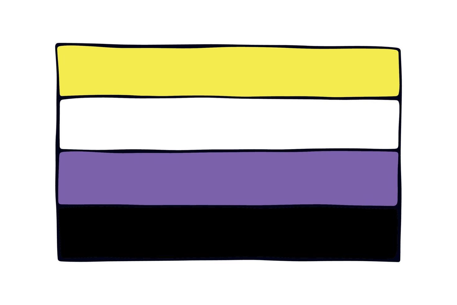 Colorful pride flag Happy pride day LGBTQ community Pride Month hand drawn doodle for posters, stickers, logo, cards ten vector